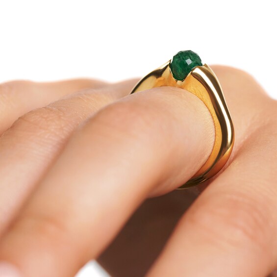 PDPAOLAâ¢ at Zales SILHOUETTES 6.0mm Green Aventurine Ring Sterling Silver with 18K Gold Plate
