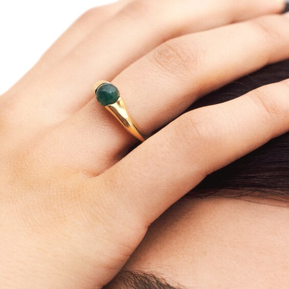 PDPAOLAâ¢ at Zales SILHOUETTES 6.0mm Green Aventurine Ring Sterling Silver with 18K Gold Plate