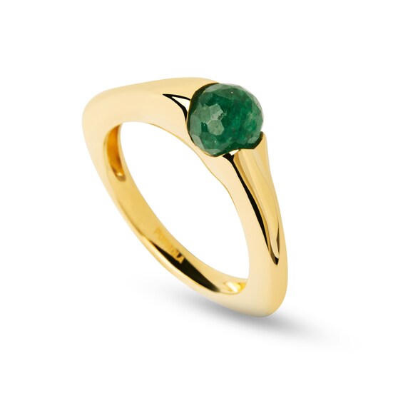 PDPAOLAâ¢ at Zales SILHOUETTES 6.0mm Green Aventurine Ring Sterling Silver with 18K Gold Plate