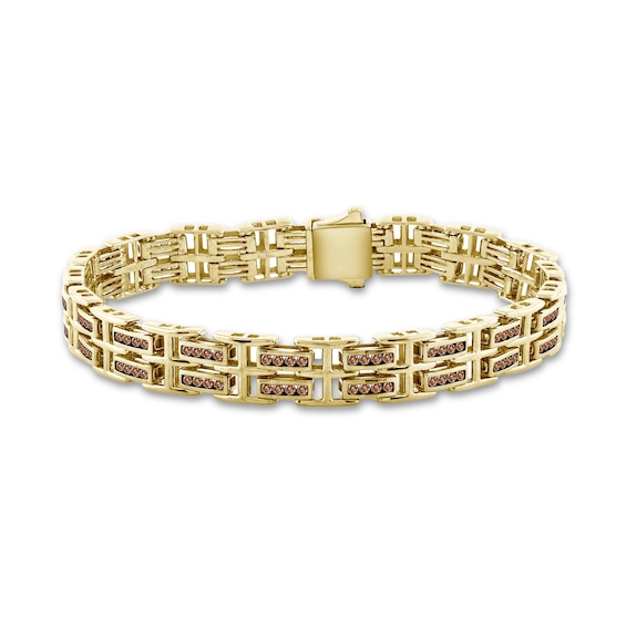 2-3/4 CT. T.w. Brown Diamond Double Row Link Bracelet in 10K Gold - 8.5"