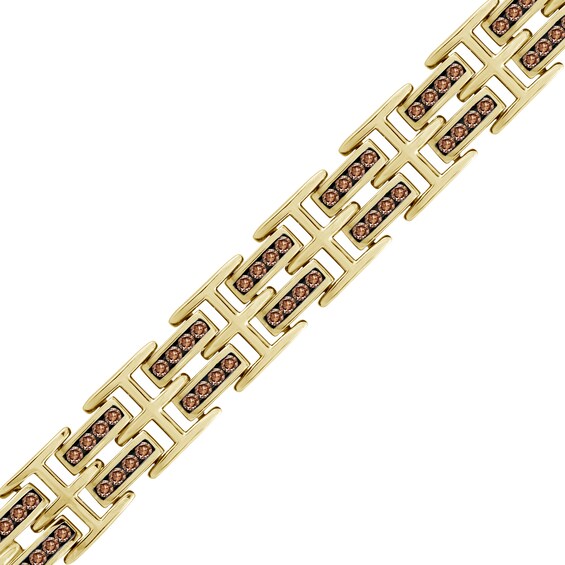 2-3/4 CT. T.w. Brown Diamond Double Row Link Bracelet in 10K Gold - 8.5"