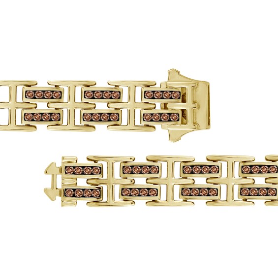 2-3/4 CT. T.w. Brown Diamond Double Row Link Bracelet in 10K Gold - 8.5"