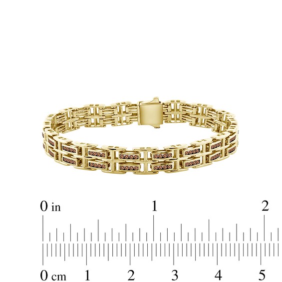 2-3/4 CT. T.w. Brown Diamond Double Row Link Bracelet in 10K Gold - 8.5"