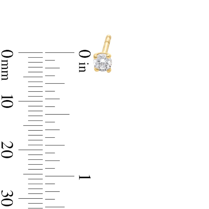 Main Image 3 of 1/10 CT. T.W. Diamond Solitaire Stud Earrings in 14K Gold (I/I2)