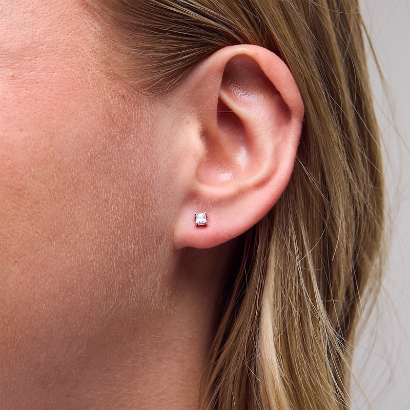 Main Image 2 of 1/4 CT. T.W. Princess-Cut Certified Lab-Grown Diamond Solitaire Stud Earrings in Sterling Silver (F/VS2)
