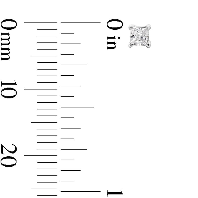 Main Image 3 of 1/4 CT. T.W. Princess-Cut Certified Lab-Grown Diamond Solitaire Stud Earrings in Sterling Silver (F/VS2)
