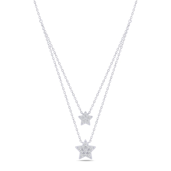 1/5 CT. T.w. Diamond Stars Double Strand Necklace in Sterling Silver