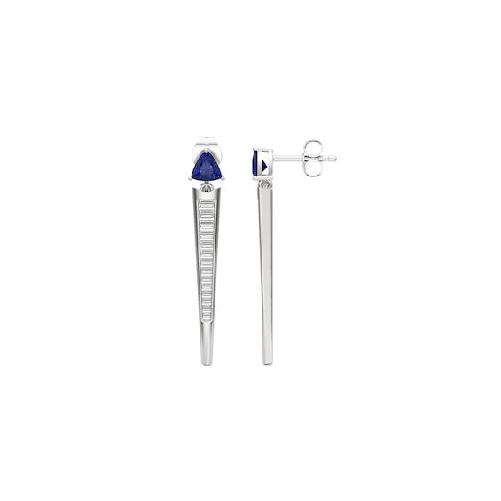 7.0mm Swiss Blue Topaz and 1/4 CT. T.w. Lab-Grown Diamond Drop Pendant in 14K White Gold