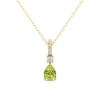 Thumbnail Image 1 of Pear-Shaped Peridot and 1/4 CT. T.W. Lab-Grown Diamond Drop Pendant in 14K Gold