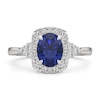 Thumbnail Image 3 of Oval Blue Sapphire and 1/3 CT. T.W. Lab-Grown Diamond Cushion Frame Tri-Sides Ring in 14K White Gold