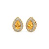 Thumbnail Image 1 of Pear-Shaped Citrine and 1/2 CT. T.W. Lab-Grown Diamond Scallop Frame Vintage-Style Stud Earrings in 14K Gold