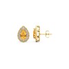 Thumbnail Image 2 of Pear-Shaped Citrine and 1/2 CT. T.W. Lab-Grown Diamond Scallop Frame Vintage-Style Stud Earrings in 14K Gold