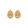Thumbnail Image 3 of Pear-Shaped Citrine and 1/2 CT. T.W. Lab-Grown Diamond Scallop Frame Vintage-Style Stud Earrings in 14K Gold