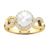 Thumbnail Image 1 of 7.0mm Freshwater Cultured Pearl and 1/4 CT. T.W. Lab-Grown Diamond Swirl Frame Ring in 14K Gold