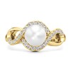 Thumbnail Image 3 of 7.0mm Freshwater Cultured Pearl and 1/4 CT. T.W. Lab-Grown Diamond Swirl Frame Ring in 14K Gold