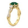 Thumbnail Image 2 of 7.0mm Emerald and 1/2 CT. T.W. Lab-Grown Diamond Twist Shank Ring in 14K Gold