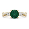 Thumbnail Image 3 of 7.0mm Emerald and 1/2 CT. T.W. Lab-Grown Diamond Twist Shank Ring in 14K Gold