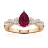 Thumbnail Image 1 of Pear-Shaped Certified Ruby and 1/4 CT. T.W. Lab-Grown Diamond Braided Shank Ring in 14K Rose Gold
