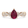 Thumbnail Image 3 of Pear-Shaped Certified Ruby and 1/4 CT. T.W. Lab-Grown Diamond Braided Shank Ring in 14K Rose Gold