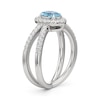 Thumbnail Image 2 of Oval Aquamarine and 1/3 CT. T.W. Lab-Grown Diamond Frame Orbit Split Shank Ring in 14K White Gold