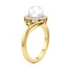 Thumbnail Image 2 of 7.0mm Freshwater Cultured Pearl and 1/3 CT. T.W. Lab-Grown Diamond Frame Bypass Shank Ring in 14K Gold