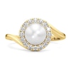 Thumbnail Image 3 of 7.0mm Freshwater Cultured Pearl and 1/3 CT. T.W. Lab-Grown Diamond Frame Bypass Shank Ring in 14K Gold