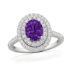 Thumbnail Image 1 of Oval Amethyst and 1/2 CT. T.W. Lab-Grown Diamond Double Frame Ring in 14K White Gold