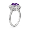 Thumbnail Image 2 of Oval Amethyst and 1/2 CT. T.W. Lab-Grown Diamond Double Frame Ring in 14K White Gold