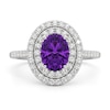 Thumbnail Image 3 of Oval Amethyst and 1/2 CT. T.W. Lab-Grown Diamond Double Frame Ring in 14K White Gold