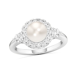 Pear-Shaped Swiss Blue Topaz and 1/2 CT. T.W. Lab-Grown Diamond Double Frame Ring in 14K White Gold