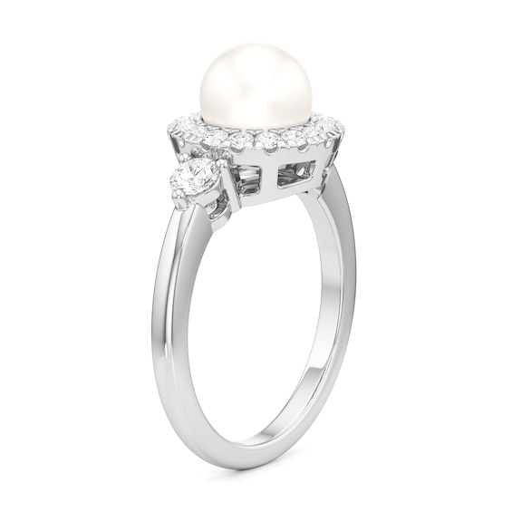 Pear-Shaped Swiss Blue Topaz and 1/2 CT. T.w. Lab-Grown Diamond Double Frame Ring in 14K White Gold