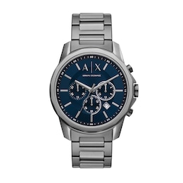 Men’s Armani Exchange  Gunmetal Grey IP Chronograph Watch with Blue Dial (Model: AX1731)