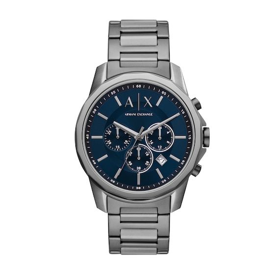 Menâs Armani Exchange Gunmetal Grey IP Chronograph Watch with Blue Dial (Model: Ax1731)