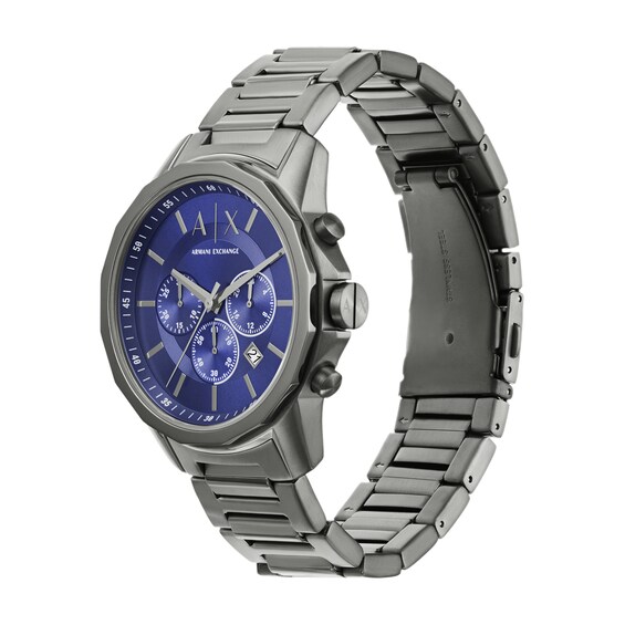 Menâs Armani Exchange Gunmetal Grey IP Chronograph Watch with Blue Dial (Model: Ax1731)