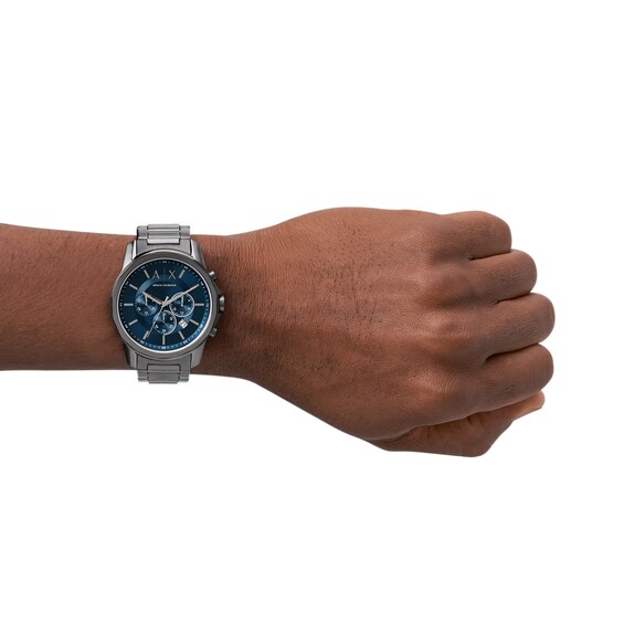 Menâs Armani Exchange Gunmetal Grey IP Chronograph Watch with Blue Dial (Model: Ax1731)