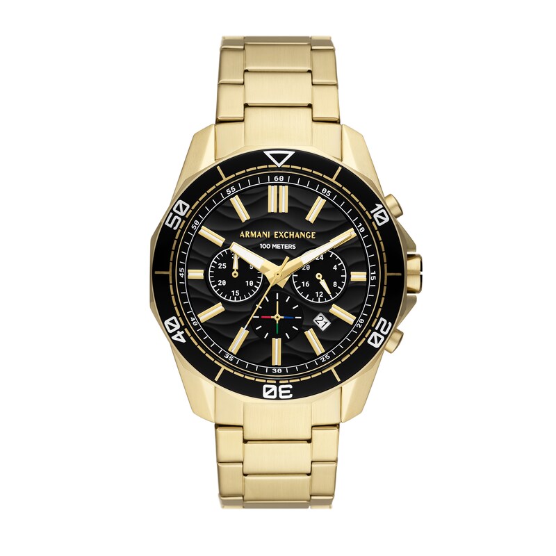 Main Image 1 of Men’s Armani Exchange Spencer Gold-Tone IP Chronograph Watch with Textured Black Dial (Model: AX1958)