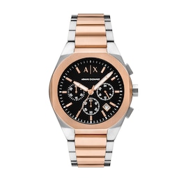 Men’s Armani Exchange Sync  Two-Tone IP Chronograph Watch with Black Dial (Model: AX4181)