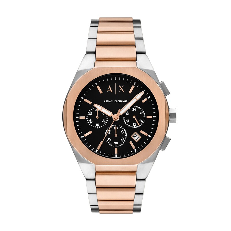 Main Image 1 of Men’s Armani Exchange Rafael Two-Tone IP Chronograph Watch with Black Dial (Model: AX4181)