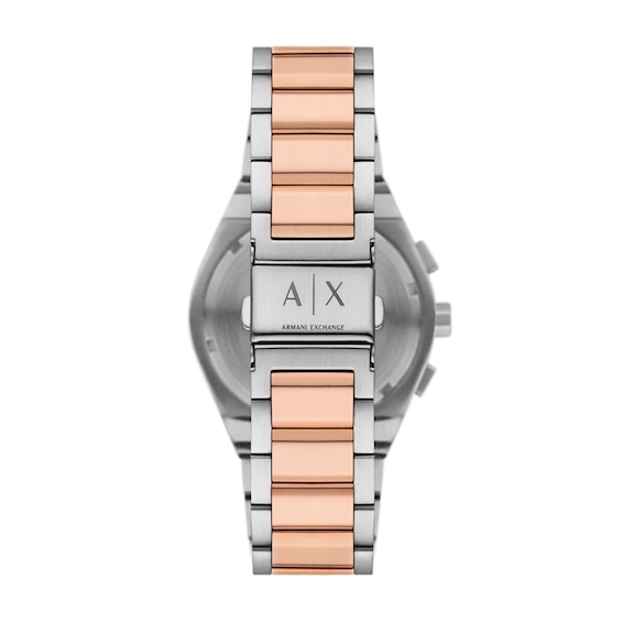 Menâs Armani Exchange Two-Tone IP Chronograph Watch with Black Dial (Model: Ax4181)