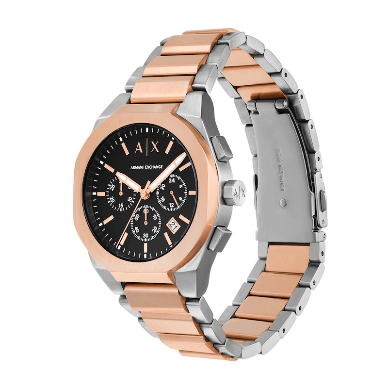 Main Image 4 of Men’s Armani Exchange Rafael Two-Tone IP Chronograph Watch with Black Dial (Model: AX4181)