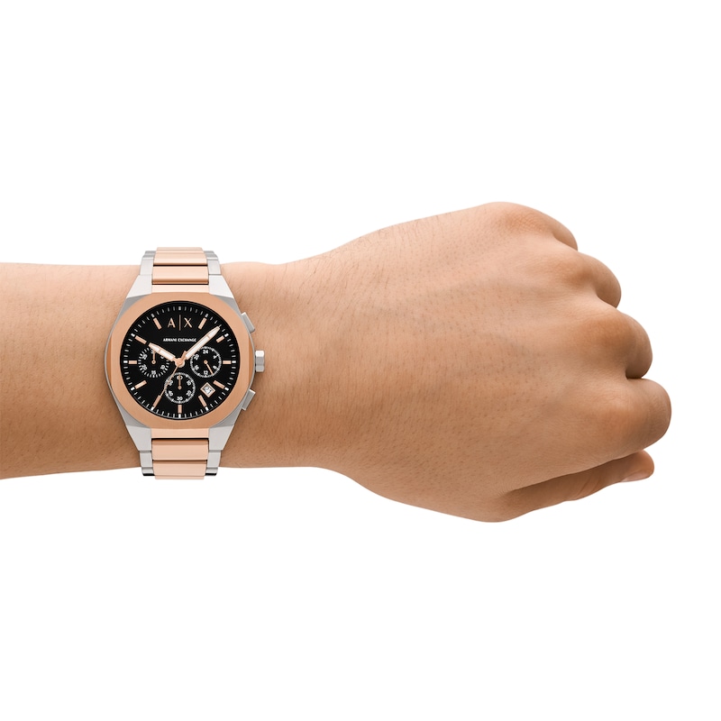 Main Image 5 of Men’s Armani Exchange Rafael Two-Tone IP Chronograph Watch with Black Dial (Model: AX4181)