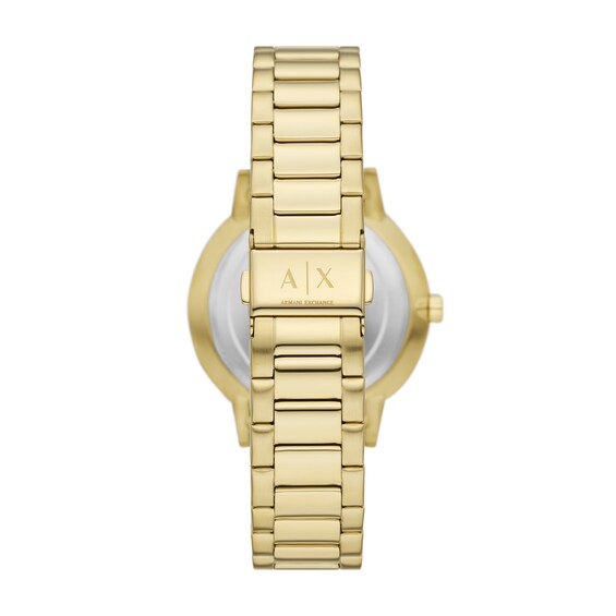 Menâs Armani Exchange Gold-Tone IP Watch with Gold-Tone Dial and Chain Bracelet Box Set (Model: Ax7144Set)