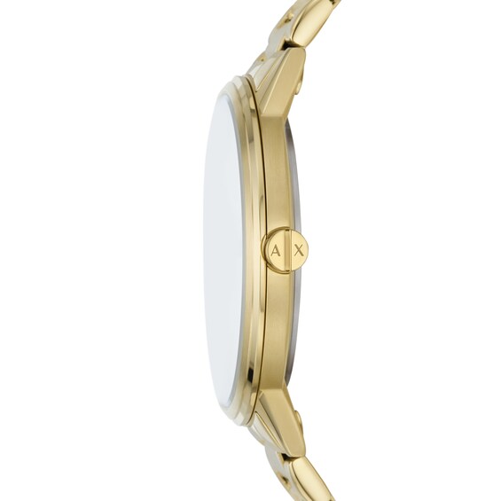 Menâs Armani Exchange Gold-Tone IP Watch with Gold-Tone Dial and Chain Bracelet Box Set (Model: Ax7144Set)