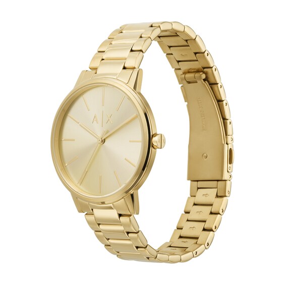 Menâs Armani Exchange Gold-Tone IP Watch with Gold-Tone Dial and Chain Bracelet Box Set (Model: Ax7144Set)
