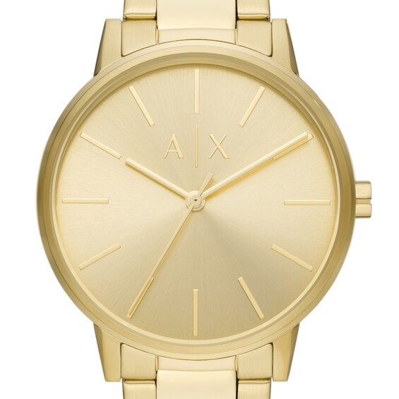 Menâs Armani Exchange Gold-Tone IP Watch with Gold-Tone Dial and Chain Bracelet Box Set (Model: Ax7144Set)