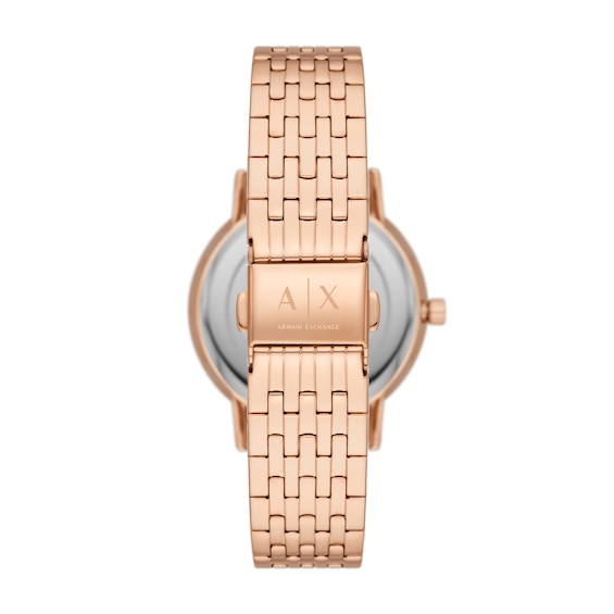 Ladiesâ Armani Exchange Rose-Tone IP Watch with White Dial and Heart Pendant Box Set (Model: Ax7145Set)