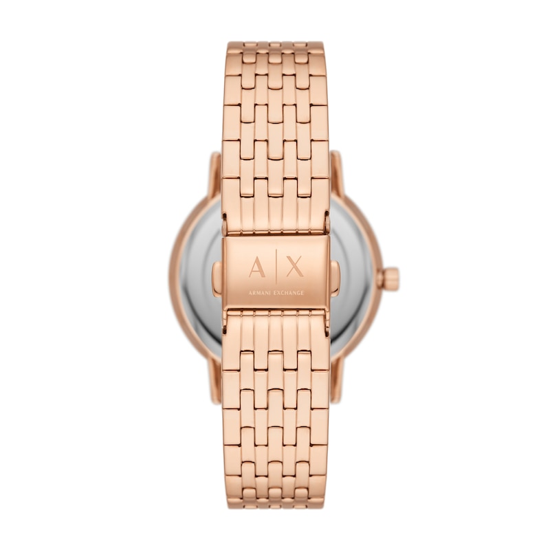 Main Image 2 of Ladies’ Armani Exchange Lola Rose-Tone IP Watch with White Dial and Heart Pendant Box Set (Model: AX7145SET)