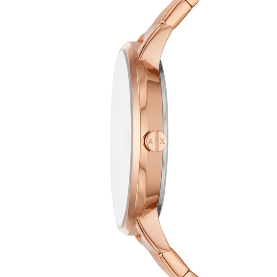 Ladiesâ Armani Exchange Rose-Tone IP Watch with White Dial and Heart Pendant Box Set (Model: Ax7145Set)