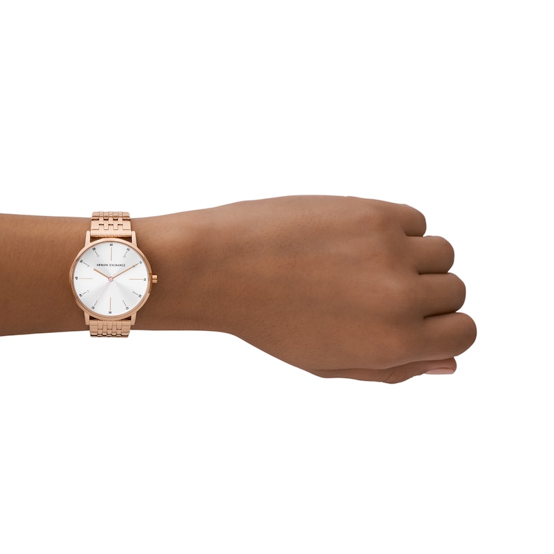 Main Image 7 of Ladies’ Armani Exchange Lola Rose-Tone IP Watch with White Dial and Heart Pendant Box Set (Model: AX7145SET)