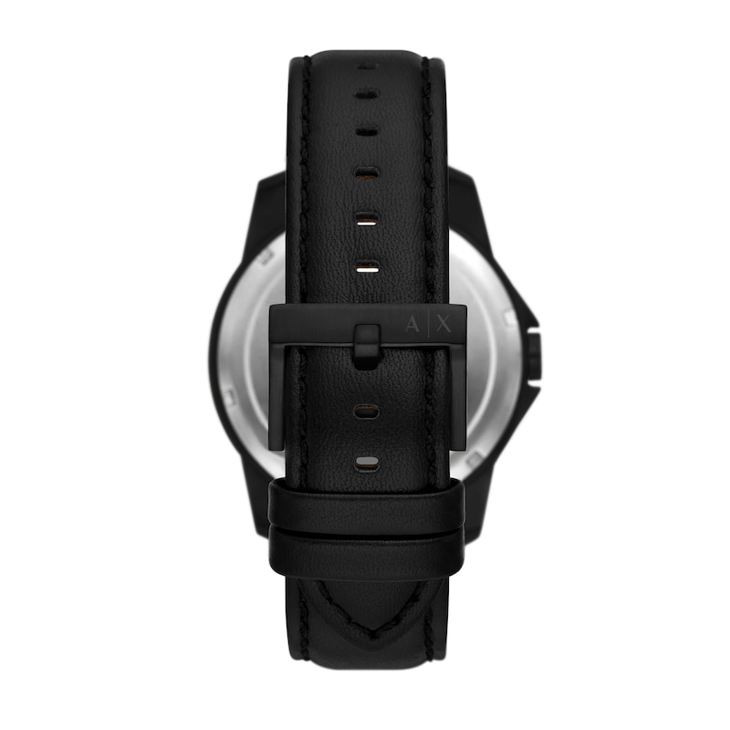 Main Image 2 of Men’s Armani Exchange  Black IP Leather Strap Watch and Chain Bracelet Box Set (Model: AX7147SET)